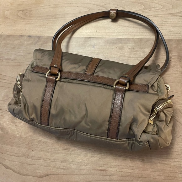 MIU MIU Khaki Pattina nylon handbag with leather trim. - Picture 8 of 9